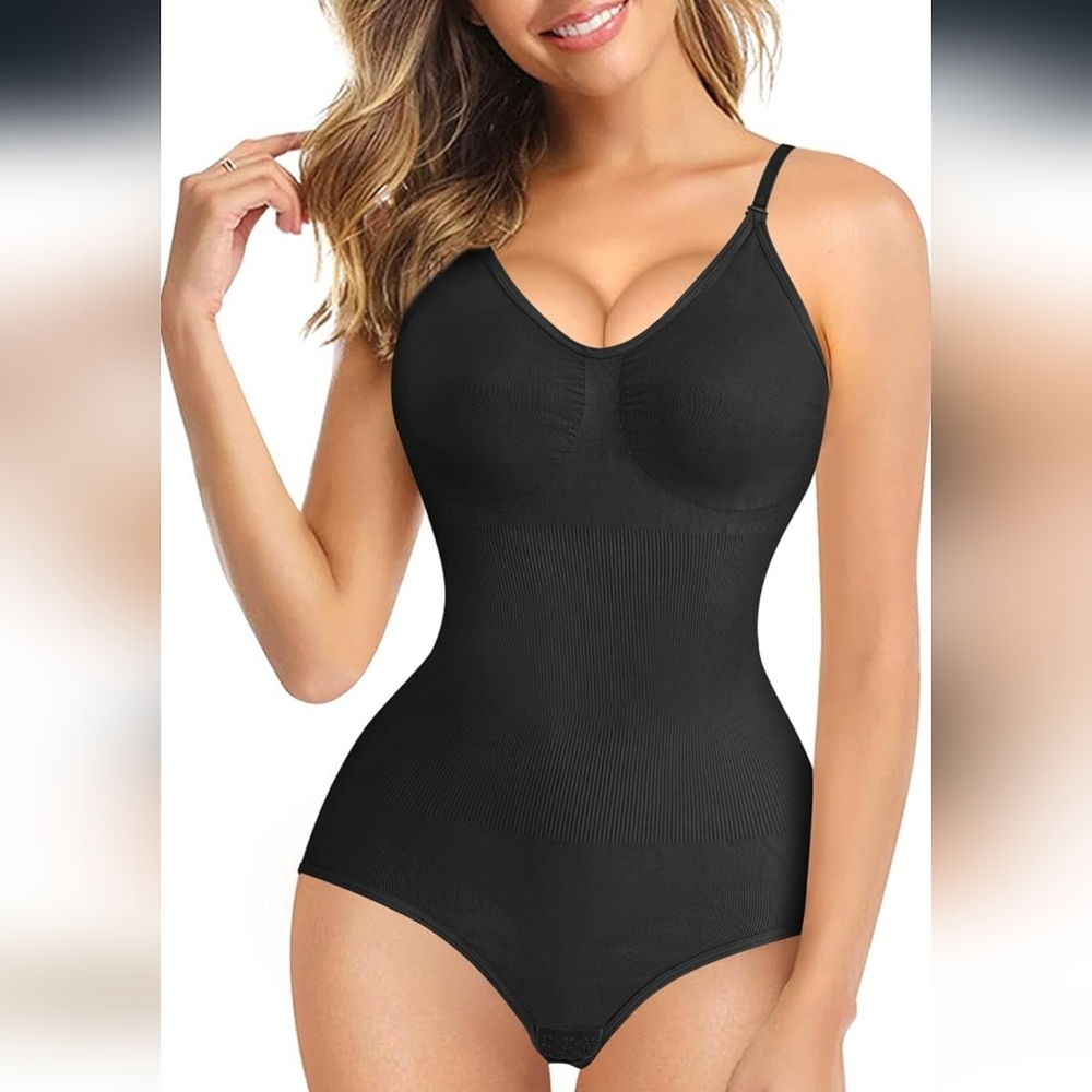 Black V Neck Bodysuit